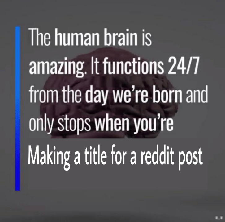 Dank Meme dank-memes cute text: The human brain is amazing. It functions 24/7 from the day we're born and only stops when you're Making a title for a reddit post 