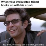 wholesome-memes cute text: When your introverted friend hooks up with his crush: You did it. You crazy son of a bitch, you did it. ege with mematic  cute