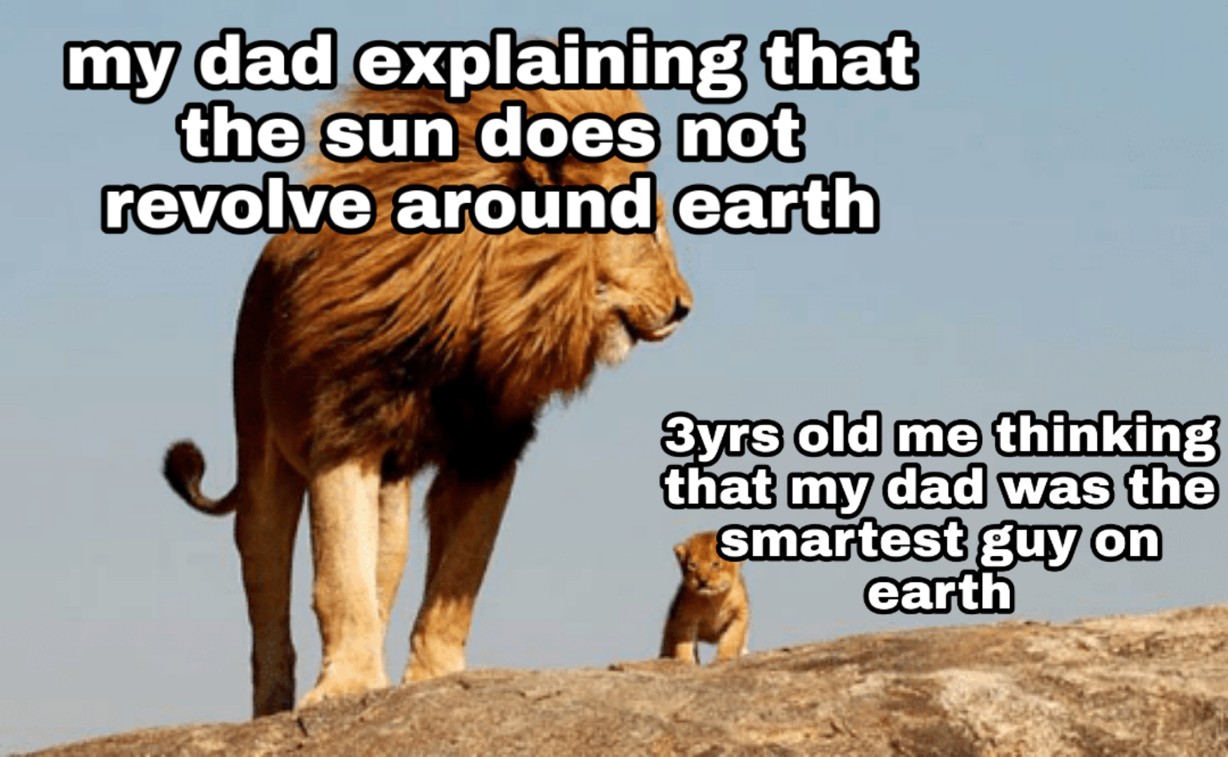 cute wholesome-memes cute text: my dad explaining that the sun does not revolvesaround earth 3yrs old me thinking that my dad was the smartest guy on earth 