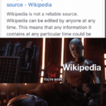 avengers-memes thanos text: W Wikipedia wiki Wikipedia:Wiki... Wikipedia:Wikipedia is not a reliable source - Wikipedia Wikipedia is not a reliable source. Wikipedia can be edited by anyone at any time. This means that any information it contains at any particular time could be ikipedia You