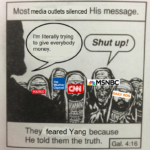 yang-memes media text: His message. Most media outlets silenced I