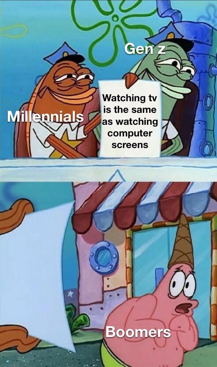 Dank Meme dank-memes cute text: Mil Gen Watching tv is the same nials as watching computer screens Boomers 