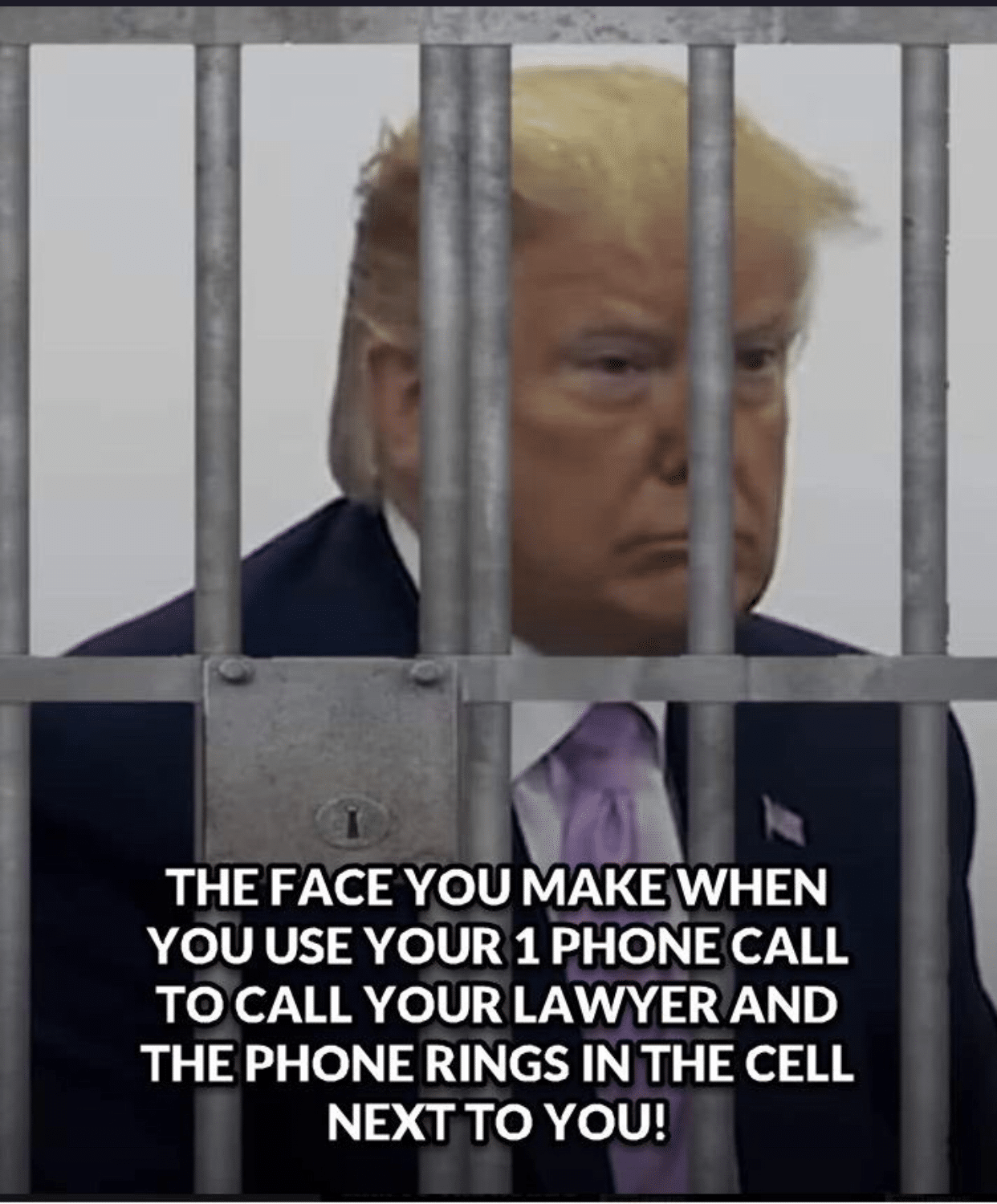 political political-memes political text: THE FACE YOU MAKEYVHEN YOU USE YOUR 1 PHONE CALL TO CALL YOUR LAWYER AND THE PHONE RINGS IN THE CELL NEXT TO YOU! 