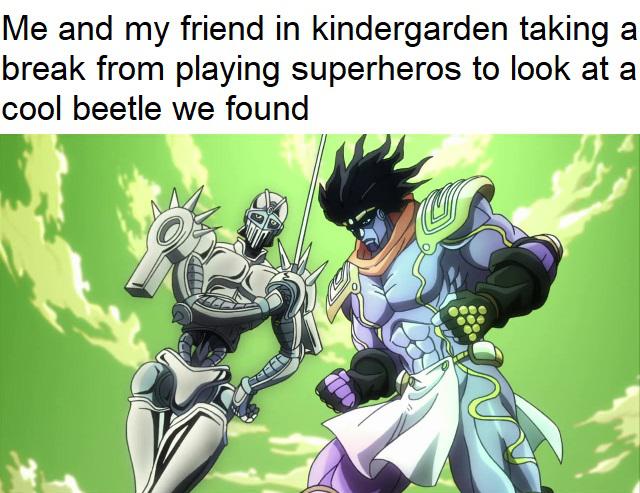 cute wholesome-memes cute text: Me and my friend in kindergarden taking a break from playing superheros to look at a cool beetle we found 