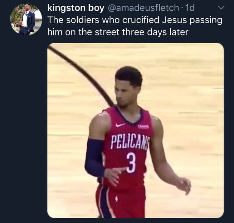 christian christian-memes christian text: kingston boy @amadeusfletch • Id v The soldiers who crucified Jesus passing him on the street three days later 