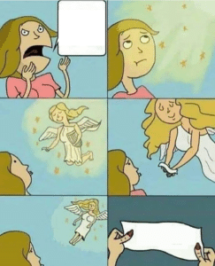 Angel delivering note comic Comic meme template