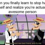 wholesome-memes cute text: When you finally learn to stop hating yourself and realize you