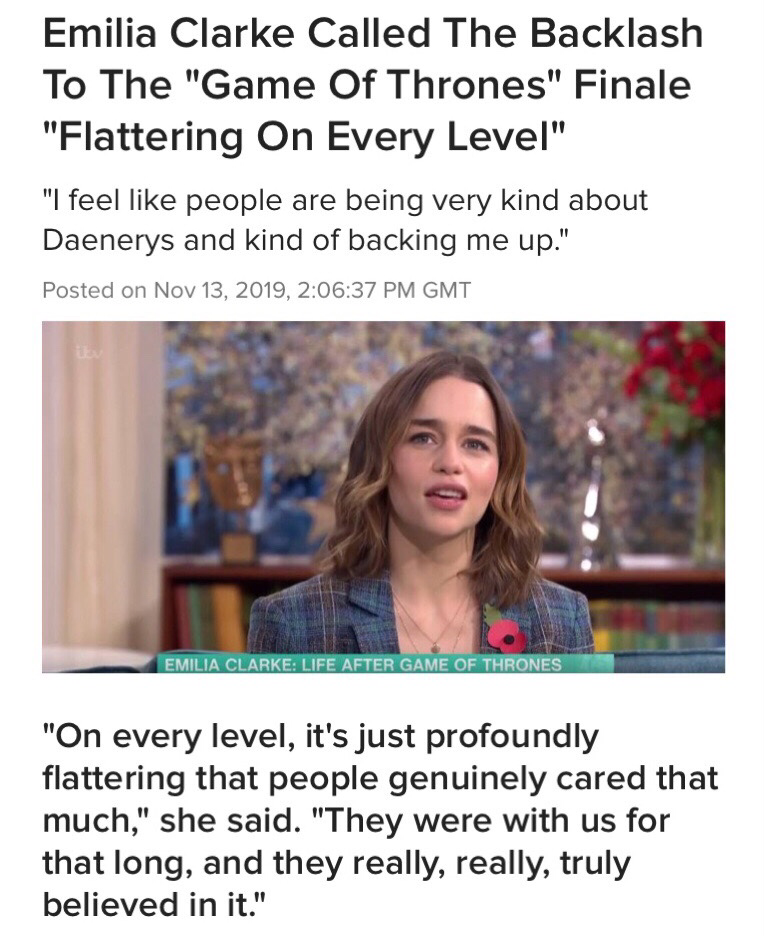 game-of-thrones game-of-thrones-memes game-of-thrones text: Emilia Clarke Called The Backlash To The 