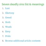 christian-memes christian text: Seven deadly sins list & meanings 1. Lust Gluttony 2. Greed 3. Sloth 4. 5. Wrath 6. Envy Pride 7. Browse additional article contents 8.  christian