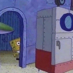 Spongebob peeking around corner Spongebob meme template blank
