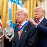 Trump giving medal to himself Political meme template blank