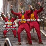 wholesome-memes cute text: mum aöd dad after a =great day ofQ =kindergarten  cute