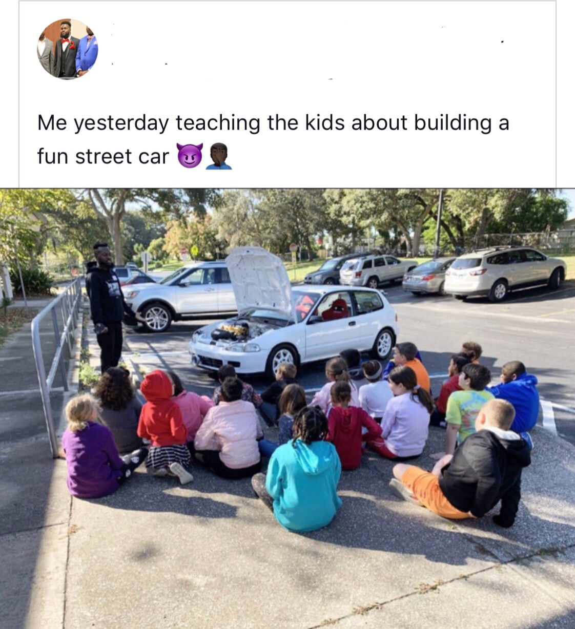 Tweet, Wholesome, Black Twitter wholesome-memes black text: Me yesterday teaching the kids about building a fun street car 