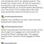wholesome-memes cute text: socialworkgradstudents Just introduced a kid to her adoptive parents. They brought her a dozen roses. We met at a restaurant. I arrived early to get a private booth and told the waitstaff what was up. So all the servers were having a cry in the corner. I
