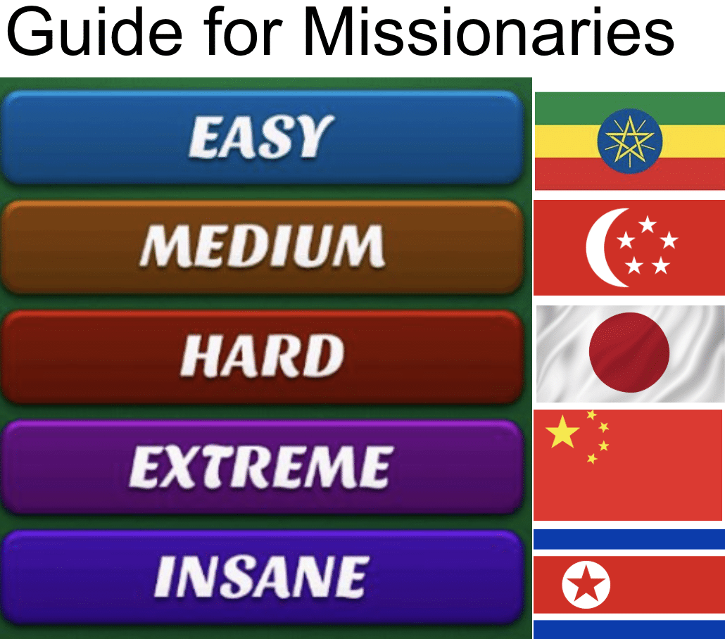 christian christian-memes christian text: Guide for Missionaries EASY MEDIUM HARD EXTREME INSANE 
