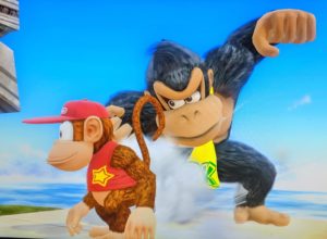 Donkey Kong about to hit Diddy Kong Vs meme template