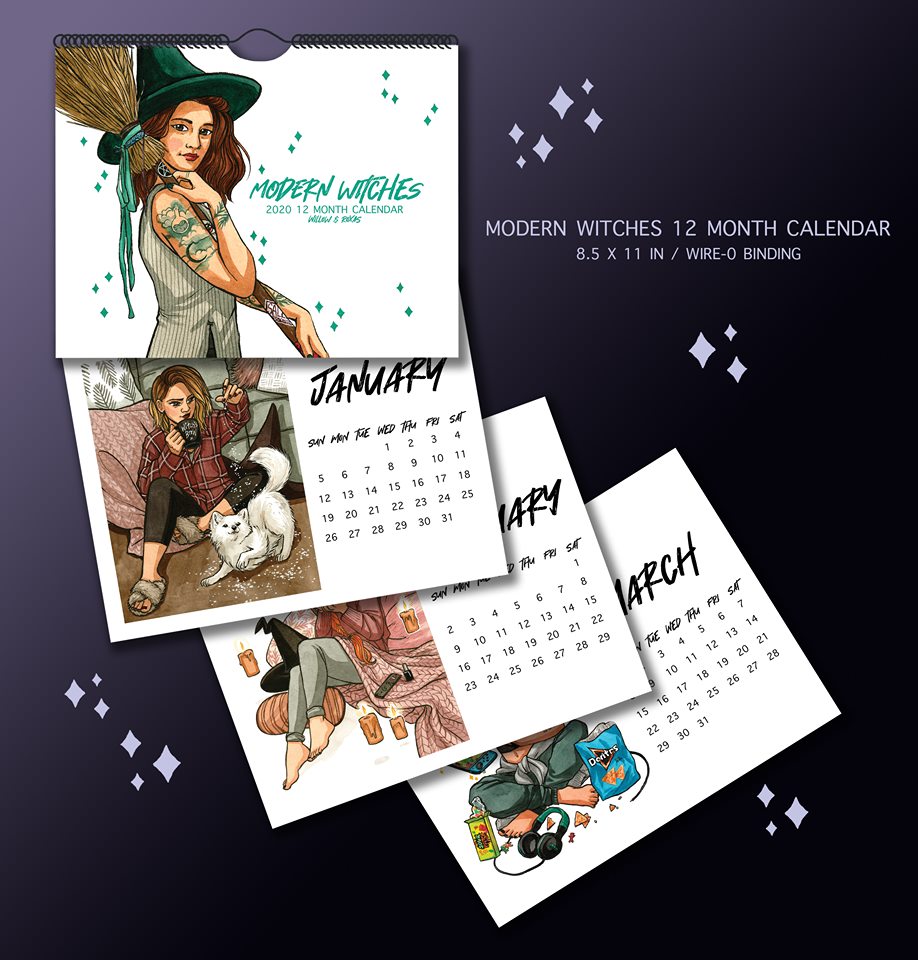 women feminine-memes women text: 2020 12 MONTH CALENDAR MODERN WITCHES 12 MONTH CALENDAR 8.5 X 11 IN / WIRE-O BINDING 7 8 9 10 12 13 IS 16 17 19 20 21 22 23 24 zs 26 27 28 29 30 31 to 26 