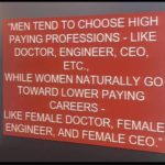 feminine-memes women text: "MEN TEND TO CHOOSE HIGH PAYING PROFESSIONS - LIKE DOCTOR, ENGINEER, CEO, ETC., WHILE WOMEN NATURALLY GO TOWARD LOWER PAYING CAREERS - LIKE FEMALE DOCTOR, FEMALE ENGINEER, AND FEMALE CEO."  women