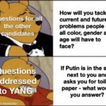 yang-memes msnbc text: Questions for all the other ndidates Questions addressed