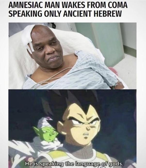 Dank Meme dank-memes cute text: AMNESIAC MAN WAKES FROM COMA SPEAKING ONLY ANCIENT HEBREW of gods. He is speaking t ho 