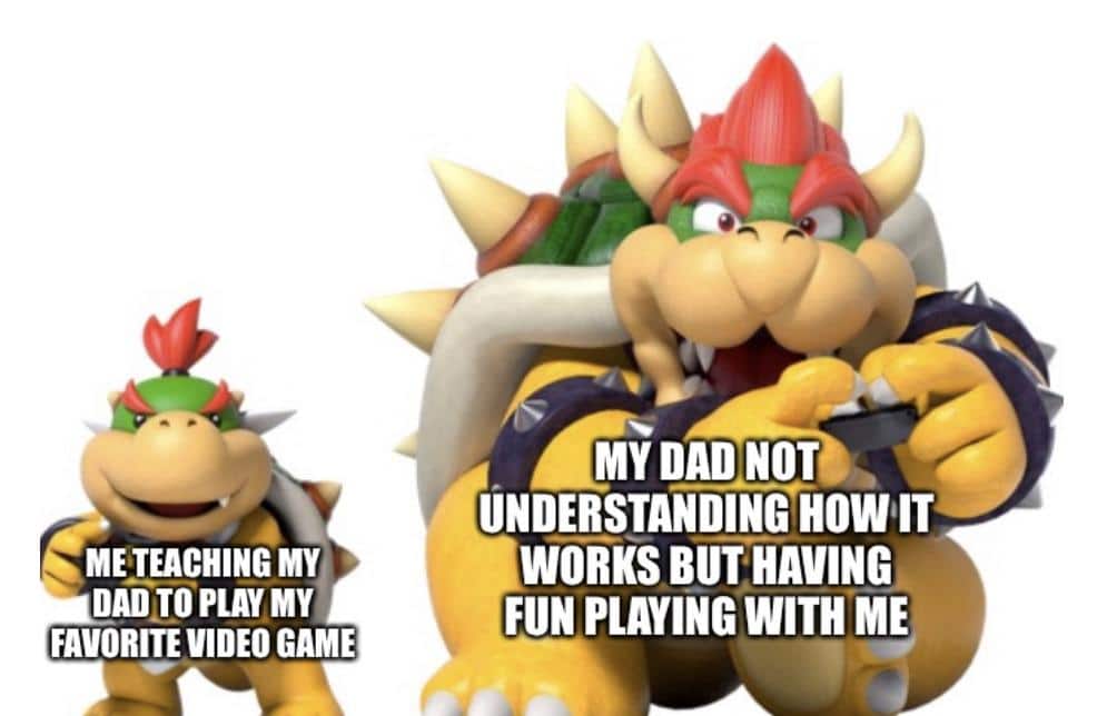 cute wholesome-memes cute text: '&MEJEACHINGMY/ DAD TO PLAY MY FAVORITE VIDEO GAME MY DAD NOT UNDERSTANDING HOW IT WORKS BUT FUN PLAYING WITH ME 