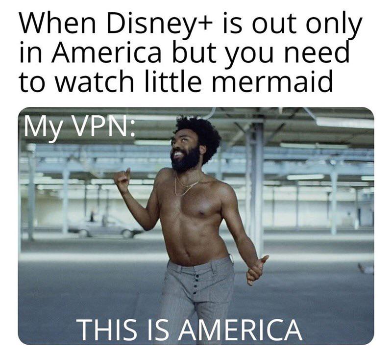 thanos avengers-memes thanos text: When Disney+ is out only in America but you need to watch little mermaid THIS IS AMERICA 