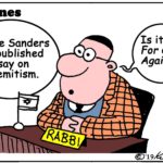 boomer-memes cringe text: Dry Bones Bernie Sanders just published an essay on antisemitism. Is it For or Against? @