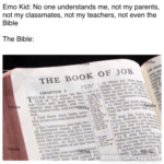 christian-memes christian text: No one understands me, not my parents not my classmates, not my teachers, not even the The Bible: THE BOOK OF to •Hast not fotofia hedge about , CHAPTER THERE was a man U house. and e land of V,