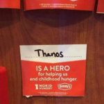avengers-memes thanos text: ISA HERO for helping us end childhood hunger. NOKID oennys HUNGRY