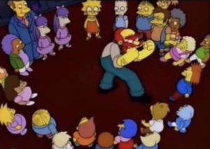 Willie fighting children Simpsons meme template