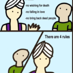 Genie there are 4 rules comic Comic meme template blank  Comic, Genie, Wish, Reaction, Opinion, Rejection
