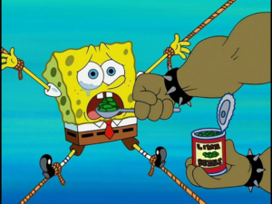 Feeding Spongebob Lima Beans Orc meme template