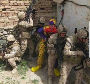 Clown with soldiers Soldier meme template