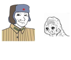 Communist Wojak and sad Wojak Political meme template