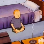 Bobby Meditating TV meme template blank  TV, King of the Hill, Bobby, Relaxing, Meditating, Yoga, Bed