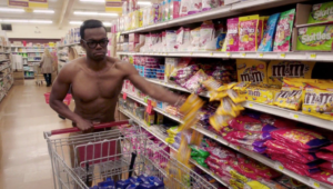 Shirtless Chidi Shopping The Office meme template