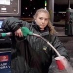 Girl putting gas in a cup  meme template blank
