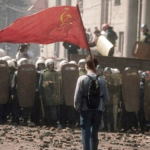 Kid with communist flag in front of riot police Vs meme template blank  Vs, Political, Communism, Socialism, Kid, Riot, Police, Standing, David, Goliath