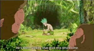 Hes been rubbing that stick this whole time Jungle meme template