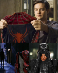 Spiderman choosing the black suit Spiderman meme template