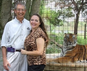 Carol Baskin, her husband, and a tiger Band meme template