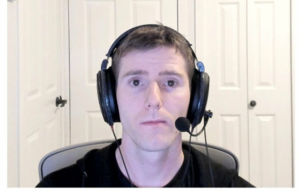 Linus with headset, neutral face Looking meme template
