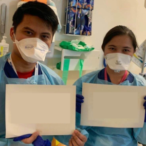 Doctors holding signs Asian meme template