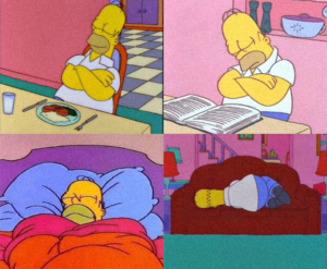 Homer sleeping (4 panel) Sleeping meme template