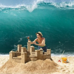 Building a sand castle in front of a giant wave Vs meme template blank  Vs, Building, Sand, Water, Ocean, Wave, Ignoring, Subterfuge, Behind, Beach
