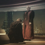 Anakin bowing to Emperor Bowing meme template