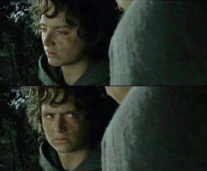 Frodo staring Baggins meme template