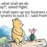 boomer memes Political, Winnie, Pooh text: "So, what shall we do today?", asked Piglet. 