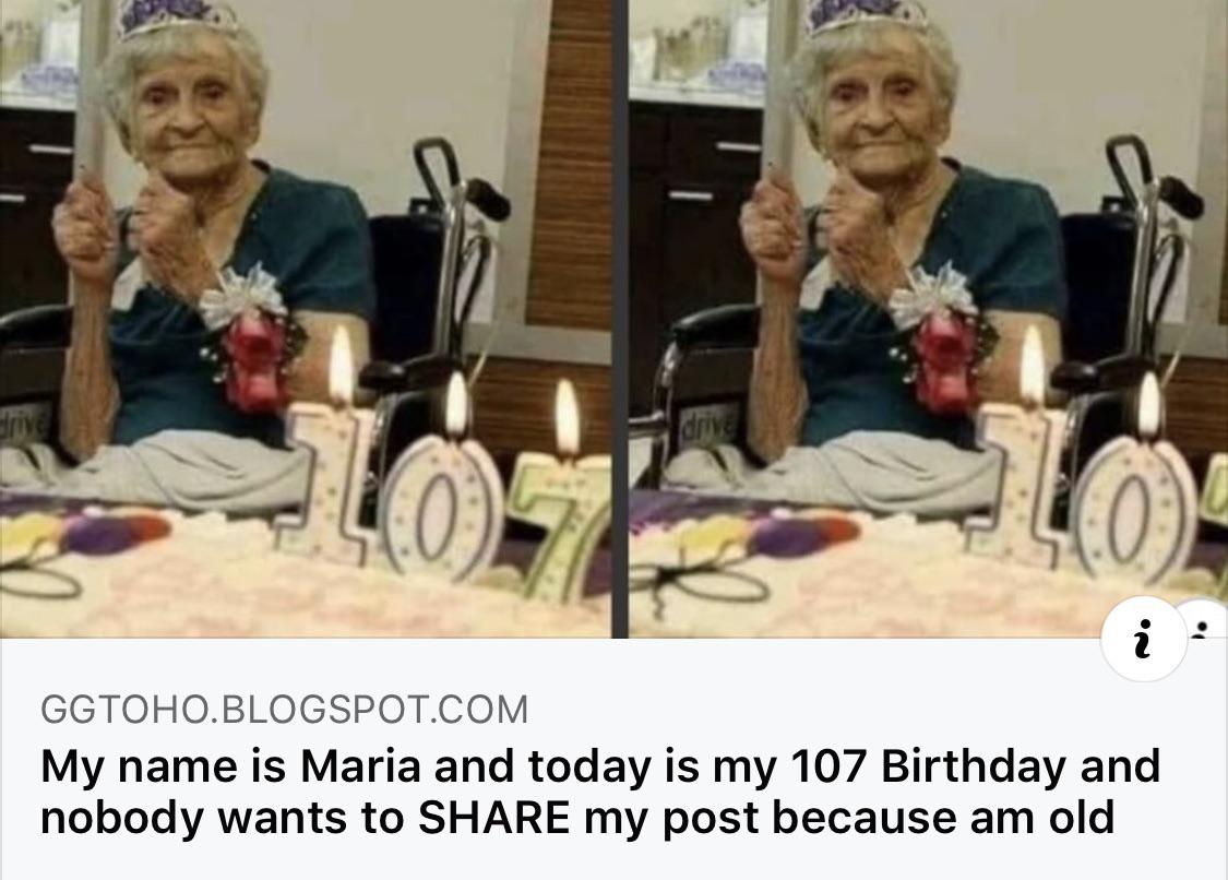 Cringe, Maria cringe memes Cringe, Maria text: GGTOHO.BLOGSPOT.COM My name is Maria and today is my 107 Birthday and nobody wants to SHARE my post because am old 