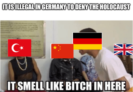 History, British, Japan, Germany, UK, Britain History Memes History, British, Japan, Germany, UK, Britain text: ILLEGAL IN GERMANY TO DENY THE HOLOCAUST IT SMELL LIKE BITCH IN HERE 